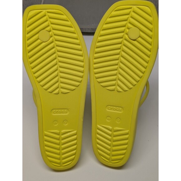 CROCS Sandals Miami Open Toe Loop Yellow Slip On flip Flop Flats Womens 9 - Picture 7 of 7